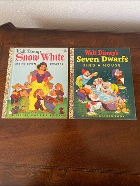 2 VTG Walt Disney Snow White & Seven Dwarfs & Find a House Little Golden Books